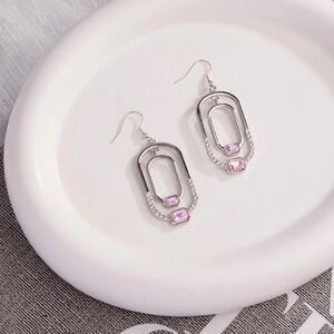 Paparazzi Silver Earrings with Pink Accents